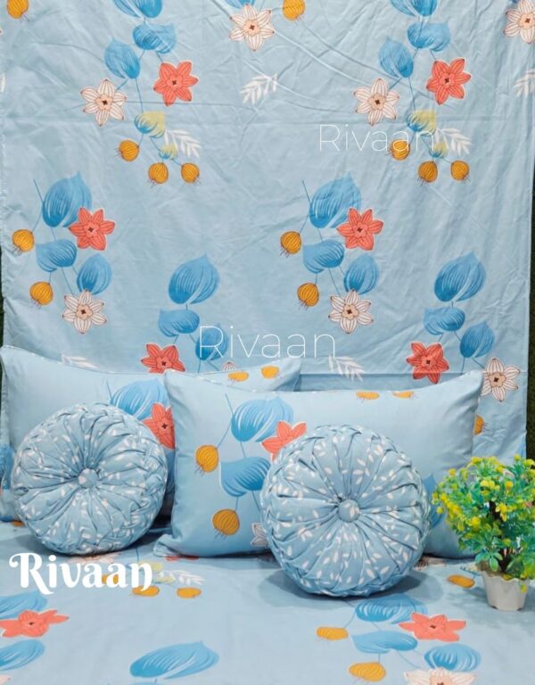 Spin 5pc Round Cushion bedsheet set