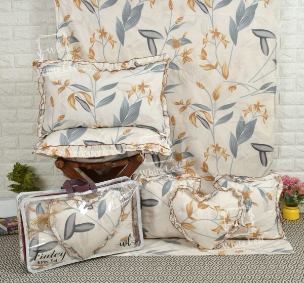 Finley 6pc Frill Heart Cushion Bedsheet set