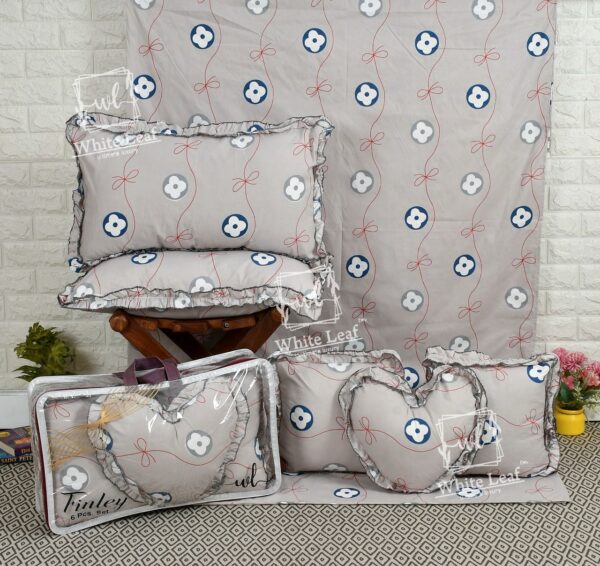 Finley 6pc Frill Heart Cushion Bedsheet set