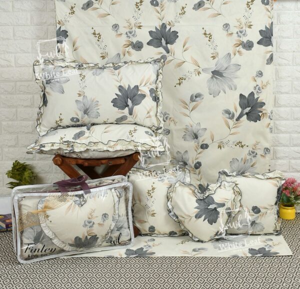 Finley 6pc Frill Heart Cushion Bedsheet set