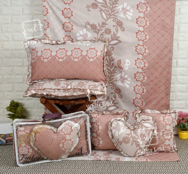 Finley 6pc Frill Heart Cushion Bedsheet set