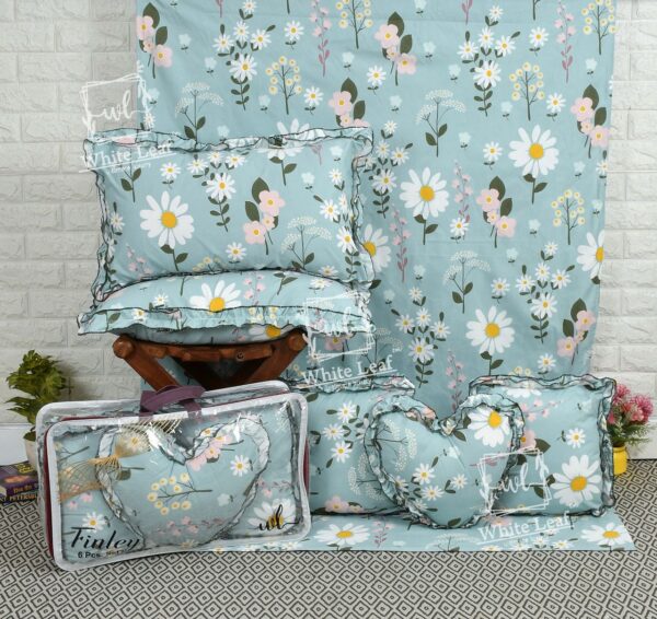 Finley 6pc Frill Heart Cushion Bedsheet set