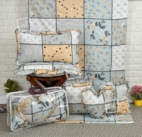 Finley 6pc Frill Heart Cushion Bedsheet set