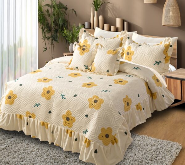 Heaven 5pc Quilted Bedcover Frill Set