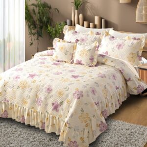 Heaven 5pc Quilted Bedcover Frill Set