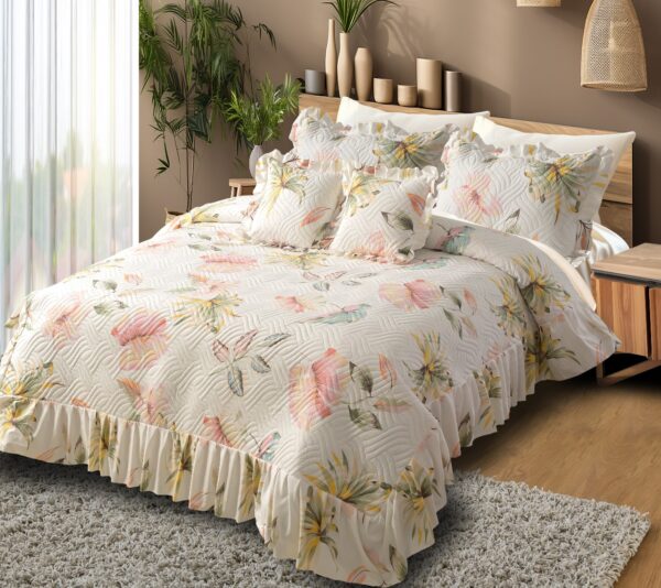 Heaven 5pc Quilted Bedcover Frill Set
