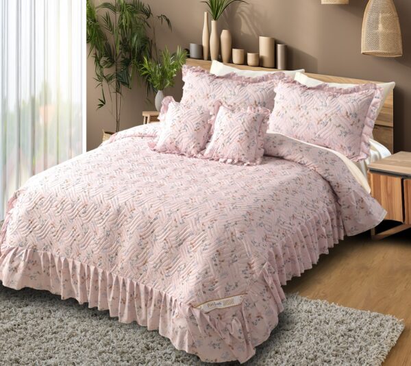 Heaven 5pc Quilted Bedcover Frill Set