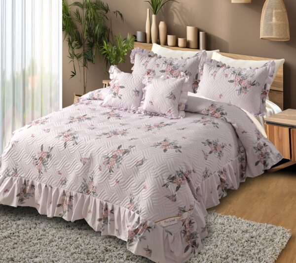 Heaven 5pc Quilted Bedcover Frill Set